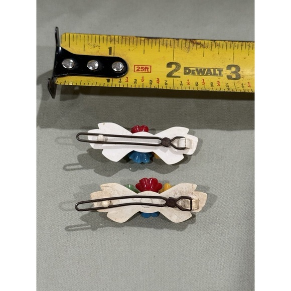 Vintage Pair Set Girls Barrettes Floral - Picture 2 of 2